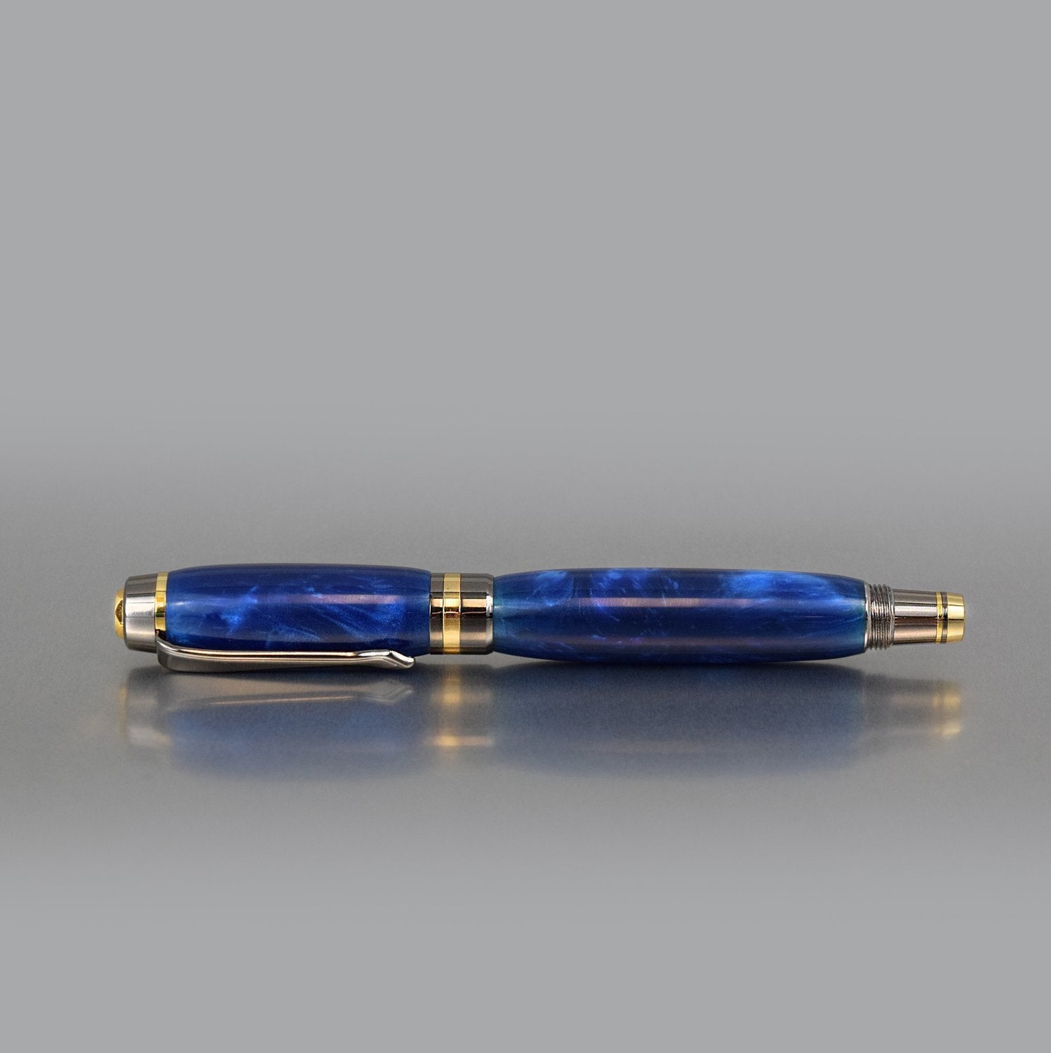 Luxury blue acrylic writing pen with high-gloss finish