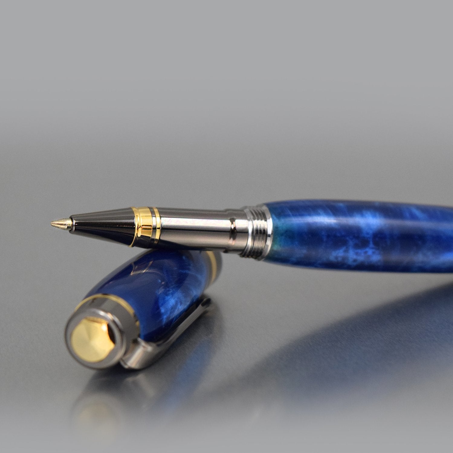 Small-town handcrafted executive pen in sapphire blue acrylic