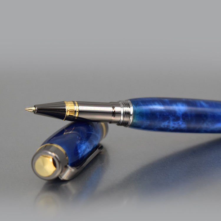 Small-town handcrafted executive pen in sapphire blue acrylic