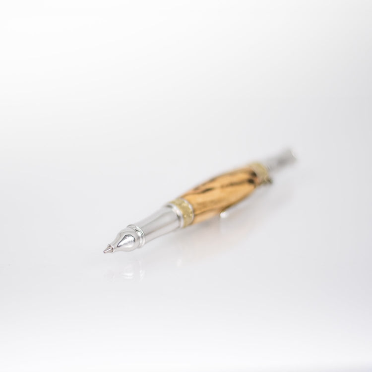 Heirloom Handcrafted Spalted Maple Wood Rollerball Pen with 24k Gold and Metal Body