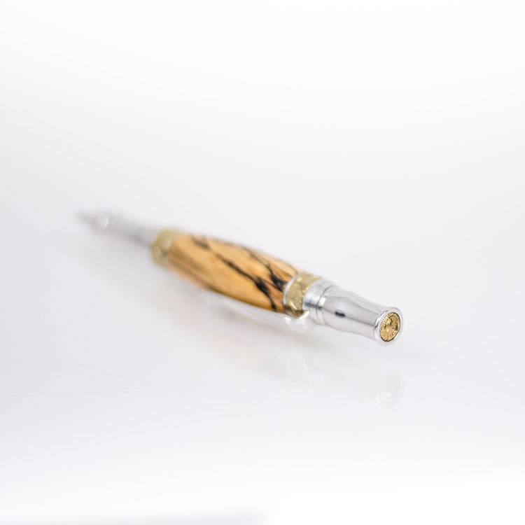 Heirloom Handcrafted Spalted Maple Wood Rollerball Pen with 24k Gold and Metal Body