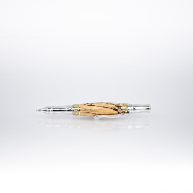 Heirloom Handcrafted Spalted Maple Wood Rollerball Pen with 24k Gold and Metal Body