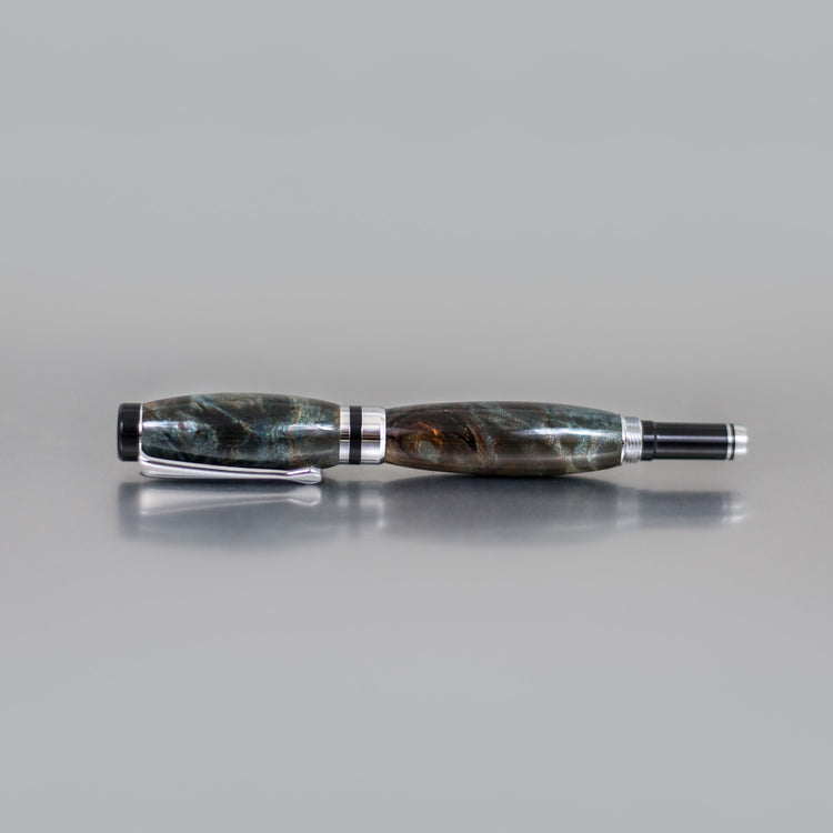 Luxury Buckeye Burl rollerball pen with high-gloss finish