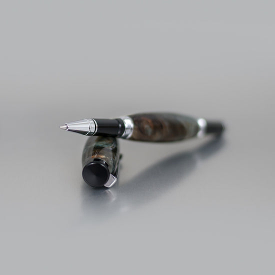 Heirloom-quality Buckeye Burl rollerball pen with refillable ink