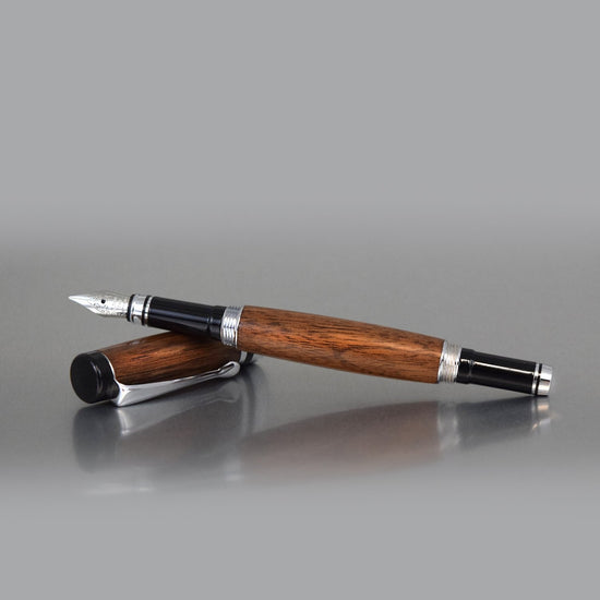 Handcrafted Walnut Executive Fountain Pen with sleek metal body