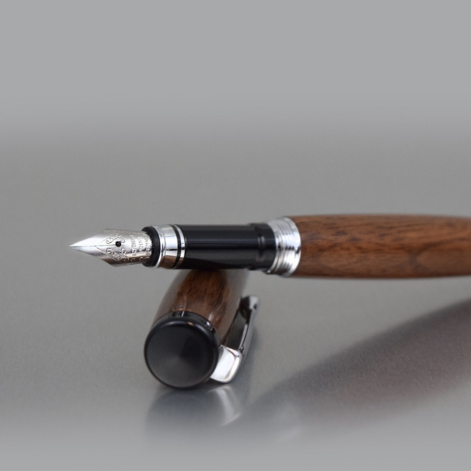 Custom handcrafted Walnut fountain pen in minimalist style
