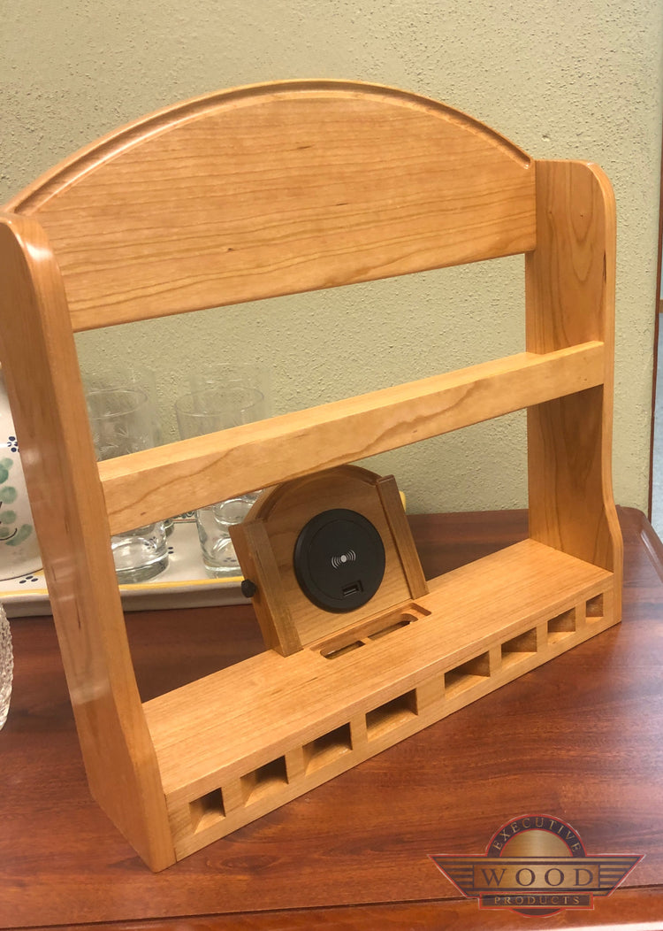 SmartSpice Spice rack. Wood handcrafted technology charging phone. Creative wooden item